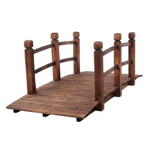 Piccolo Ponte ad Arco in Legno per Cortile, Ornamento da Giardino Anticorrosione con Finitura Carbonizzata, Ponte Paesaggistico - Product Image 5