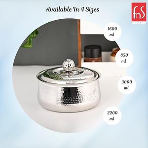 Stainless Steel Casserole Pot With Lid 24cm Round Hammered Design Durable Modern Kitchen Cookware For Gas And <b>Induction</b> <b>Stoves</b> - Product Image 2