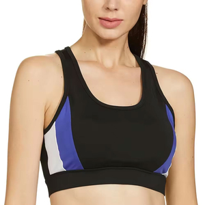 Women Sports <b>Bra</b> Racerback Padded Athletic Gym Fitness Yoga Exercise Breathable Color Block Black <b>Blue</b> White Workout <b>Bra</b> Top - Product Image 1