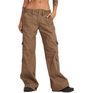 Pantalones Cargo de Pierna Ancha para Mujer, Ecológicos, Mezcla de Nailon/Algodón, Corte Holgado, Cintura Alta, Bolsillos, Versátiles, Rectos - Product Image 3