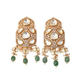 Boucles d'oreilles Moissanite en pierre multicolore plaqué or à motifs floraux d'élégance pour filles vêtements ethniques à prix réduit - Product Image 1