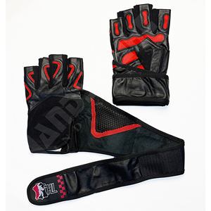 Gants de musculation professionnels rouges et noirs avec bandes de maintien robustes pour les poignets |   Poignée antidérapante de qualité supérieure pour un équipement de musculation ultime - Product Image 6