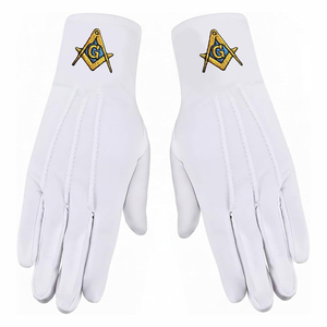 Guantes Masónicos de Algodón Blanco, Suaves, Cómodos y Ligeros, Ideales para Ceremonias, Actividades Rituales, Reuniones de Logia y Uso Formal - Product Image 3