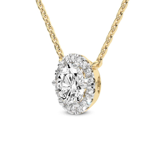 Collier pendentif solitaire en or massif 14k/18k avec halo de diamants de laboratoire Belleza, style indien élégant (1/2 CT.) Tw. Pour femmes et filles - Product Image 3