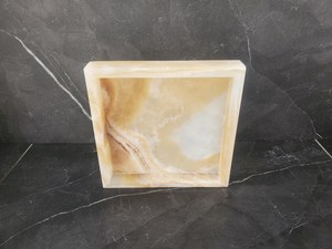 Honey Onyx Square Shaped Tray Natural <b>Stone</b> Decorative Serving Tray Handmade Luxury Onyx Tray Wholesale Supplier - Product Image 1
