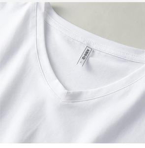 Unisex V-Neck <b>T</b>-<b>Shirt</b> White Short Sleeve Breathable 100% Cotton Regular Fit All Seasons Solid Color Pullover Top - Product Image 2
