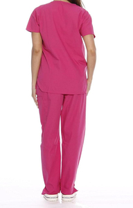 Tenues médicales pour femmes, ensembles de blouses à col en V et manches courtes, en coton et polyester tissé, plusieurs couleurs disponibles - Product Image 2