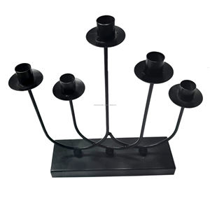 Candélabres en métal à 5 bras finition mate revêtus de poudre bougeoir décoratif pour les fêtes de mariage à des fins décoratives - Product Image 2