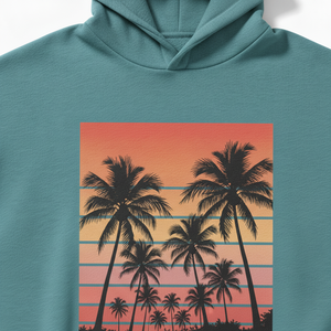 High Quality Hoodie Palm Tree Print <b>Pullover</b> Thick Fleece Oversize Loose Custom Eco-friendly Organic Cotton Hoodie - Product Image 4