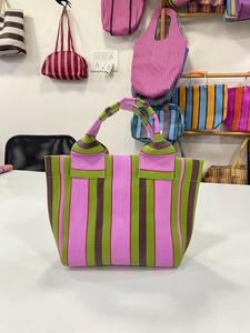 ถุงช้อปปิ้งไนลอนรีไซเคิลแบบทอมือลายทางขนาดใหญ่พิเศษ เป็นมิตรกับสิ่งแวดล้อม ผลิตในอินเดีย จำหน่ายส่ง - Product Image 2