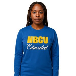 T-shirt à manches longues en coton brodé chenille, thème Sororité grecque Blue Sigma Gamma Rho (SGRho) - Éduqué(e)s aux HBCU, Divine Nine, Collegiate SGRho - Product Image 1