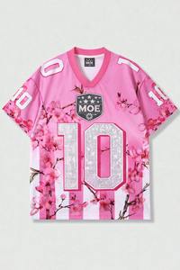 Custom <b>Pink</b> Cherry-Blossoms <b>Women</b>’s Rhinestones Jersey Street fashion Y2k Sparkly Polyester Shirt American Football Jersey OEM - Product Image 4