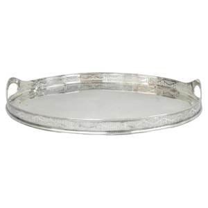 Elegante Bandeja de Servicio de Metal Pulido con Bordes Perforados y Patas de Garra para Uso Residencial - Product Image 5