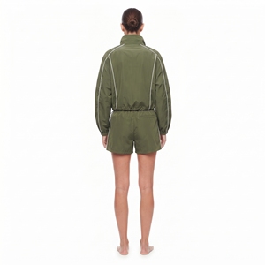 Women’s Fashion Windbreaker Jacket and High Waist Seamless Biker Shorts <b>Outfit</b> - Product Image 2