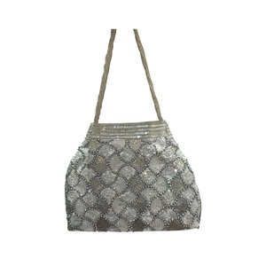 Handmade Elegant Silver <b>Sequin</b> Evening Bag <b>Handbag</b> Women Beaded Sling Bag with Birds Design - Product Image 1
