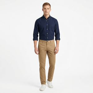 Pantalon de jogging homme en toile de coton kaki, taille haute, braguette zippée, décontracté, hiver, écologique, poids moyen, respirant, anti-boulochage - Product Image 3