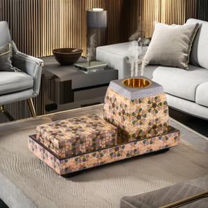 ชุดเตาเผาเครื่องหอมเรซิ่นฝังมุก กลิ่นหอม เป็นมิตรกับสิ่งแวดล้อม ขายดี ลดราคา เหมาะสำหรับเป็นของขวัญหรือใช้ในการทำสมาธิ - Product Image 1