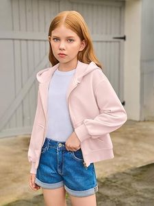 Sudadera con Capucha Unisex de Invierno, Color Rosa, con Cierre, Manga Larga, Color Sólido, con Bolsillos, 100% Algodón, Felpa, Secado Rápido - Product Image 2
