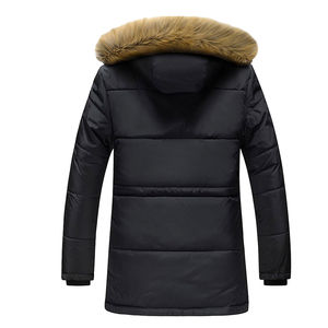 Casual Regular Fit Zipper Closure OEM Service Plus Size Men's Parka Hooded Jacket <b>Fur</b> <b>Trim</b> Windproof Filled Winter Coat - Product Image 4