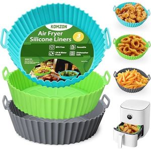 Set di 3 Rivestimenti in Silicone Riutilizzabili da 8 Pollici per Friggitrici ad Aria, Grado Alimentare, per Forni e Cestelli di Friggitrici ad Aria - Product Image 1