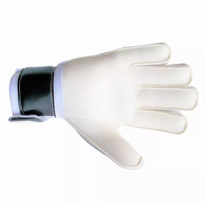 Econex Sports Custom Football Goalkeeper Gloves Full Finger White <b>Black</b> Laser Printed Leather <b>Hook</b> Loop Closure Unisex - Product Image 4