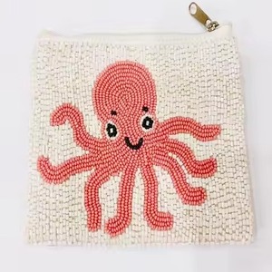 Modern Seed Beads Embroidered Coin Pouch For Everyday Use Artistic Handmade Coin <b>Purse</b> With Seed Beads Embroidery - Product Image 1