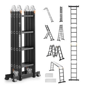 Échelle télescopique multifonctionnelle pliable de 7,5 pieds avec cadre moderne et 4 marches, idéale pour l'usage domestique - Product Image 1