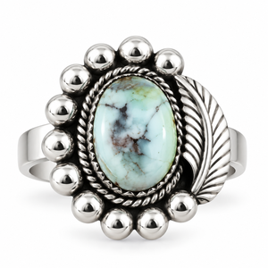 Anillo de diseño de racimo grande de turquesa hoja verde, hecho a mano, estilo bohemio occidental, joyería de piedras preciosas llamativa, anillo de moda ajustable - Product Image 2