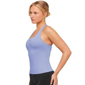 Women's <b>Black</b> Crew Neck <b>Tank</b> <b>Top</b> Solid Color Breathable <b>Knitted</b> Sleeveless Casual Front Logo Eco-Friendly - Product Image 4