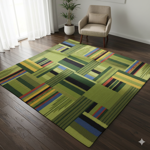Tapis Handloom Dhurrie en gros | Tapis plat géométrique pour salon moderne - Product Image 2