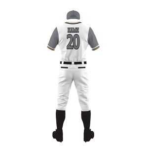 Custom Baseball Uniform Set <b>Men's</b> <b>White</b> Gray Short Sleeve Team Name Printed Moisture Wicking Polyester All Seasons - Product Image 5