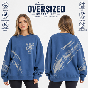 Sweat-shirt oversize pour femme en molleton imprimé, col rond, coupe ample, pour l'hiver - Product Image 1
