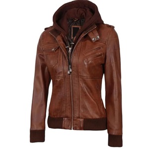 Unisex Bomber Cognac Brown <b>Leather</b> <b>Jacket</b> Premium Soft <b>Lambskin</b> Windproof Waterproof Casual - Product Image 3