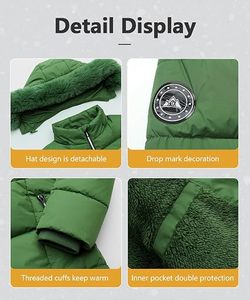 Women's Lightweight <b>Packable</b> Hooded Winter Quilted Puffer <b>Jacket</b> Detachable Sleeves Hat Zipper Closure Water Resistant Fur Wool - Product Image 3