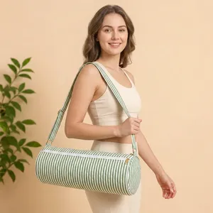Bolsa de Yoga Acolchada de Algodón Hecha a Mano, con Estampado Floral, Ecológica, para Transportar Tapetes de Yoga, Pilates, Gimnasio y Viajes - Product Image 6