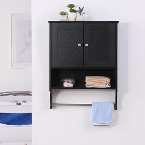 Armoire de rangement de style farmhouse pour l'espace au-dessus des toilettes, 2 portes, étagères réglables, 21,65 x 7,1 x 27,6 pouces, pour salle de bain - Product Image 2