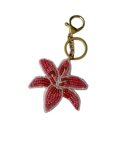 <b>Cute</b> starfish design pink and gold coloured seed beaded embroidered keychain and keyring and bag <b>accessories</b> from India - Product Image 4