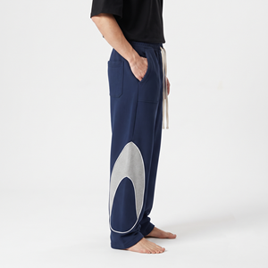 Pantalon de survêtement homme en coton épais, coupe large, bicolore, style streetwear décontracté pour l'hiver - Product Image 3