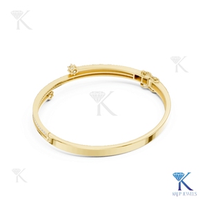 Lab Grown Diamond Round Brilliant Cut Filled Bypass <b>Bangle</b> 14K/18K <b>Solid</b> <b>Gold</b> Pave Luxury Unisex Bridal Jewelry - Product Image 4