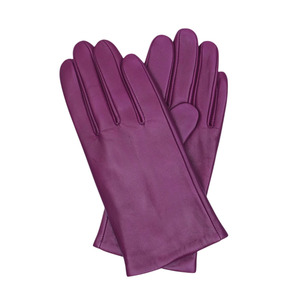 Gants en cuir violet longs jusqu'au poignet, style uni, non doublés, pour usage quotidien décontracté, chaleur hivernale, doux, respirants, pour occasions formelles - Product Image 1