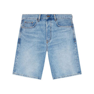 Shorts en jean décontractés pour homme, coupe droite, ajustés, été, 100% coton, respirants, écologiques, bleu noir - Product Image 1