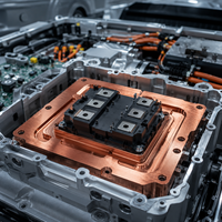 Plaque de base liquide en cuivre à surface brillante personnalisée pour le refroidissement des modules IGBT d'onduleurs de véhicules électriques, usinée CNC, norme OEM JIS