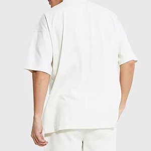 <b>Men's</b> White Oversized Short Sleeve T-Shirt O-Neck Street Style Cotton Jersey Blank Design Drop shoulder fashion wear - Product Image 4
