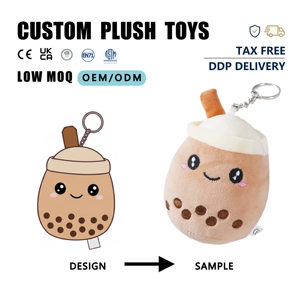 Peluche personnalisée douce de 12 cm, poupée Boba en peluche au design mignon, jouet en peluche personnalisé, souvenir, adorable porte-clés en peluche personnalisé - Product Image 2