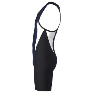 Combinaison de lutte pour hommes, bleu, blanc, noir, couleurs contrastées, spandex, nylon, respirante, séchage rapide, vêtements de sport pour adultes - Product Image 4