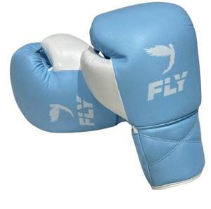 Gants de boxe Fly Superlace X Baby Blue à lacets pour entraînement professionnel 8oz-16oz - Product Image 4
