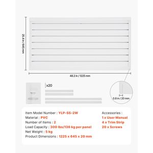 Panneau mural à lattes en PVC blanc 2 x 4 pieds, facile à installer, design modulaire, rangement mural à lattes réglable - Product Image 6