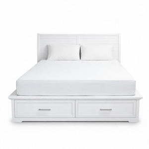 Modern Solid Wood <b>Queen</b> Storage <b>Bed</b> <b>Frame</b> with 2 Drawers Panel Headboard and Nightstands for Bedroom Set - Product Image 4