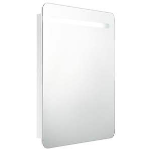 Armoire de salle de bain en MDF blanc brillant avec miroir LED et finition en verre mélaminé - Product Image 2
