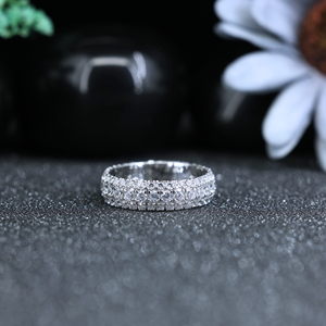 Anillo de Lujo con Pavé de Moissanita, Plata de Ley 925, Banda de Diamantes de Moissanita, Anillo de Boda para Mujer, Anillo Completo con Pavé, Joyería al por Mayor - Product Image 2